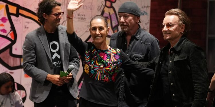 U2 y Claudia Sheinbaum sorprenden juntos en evento por la infancia. Así fue el encuentro